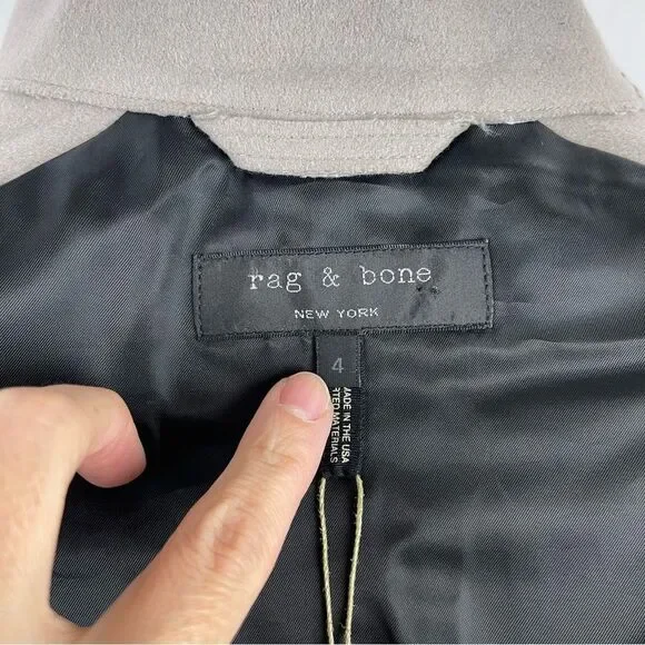 New Rag & Bone Clifton Virgin Wool Snap Coat Jacket Light Grey Size 4 Preppy Job - Picture 13 of 16